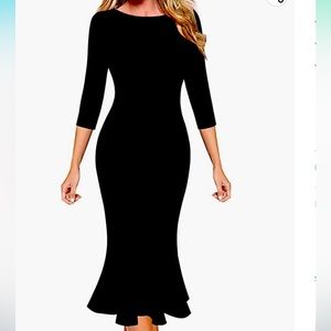 VFSHOW Womens Elegant Vintage Cocktail Party Mermaid Bodycon Midi Mid-Calf Dress